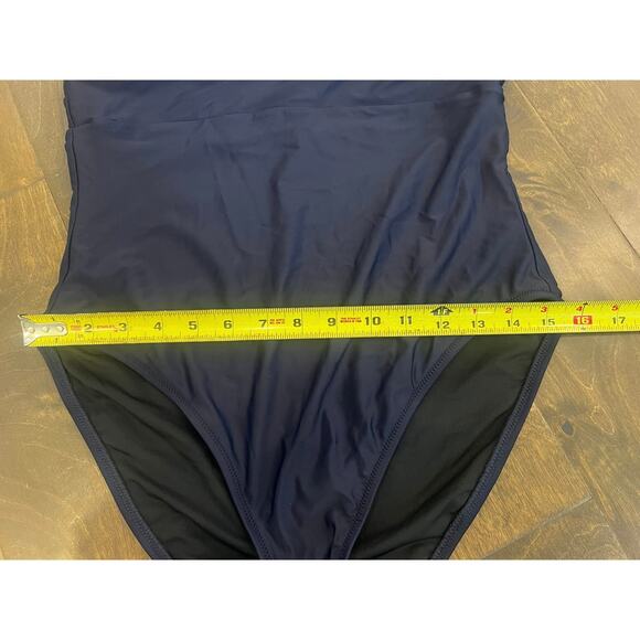 J.Crew Plunge One-Piece Swimsuit Navy‎ Blue Size 12 Adjustable Straps - Picture 8 of 10